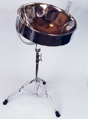 Steel Pan pounded out of the bottom of a 55 gallon steel drum, tempered in a fire, dipped in nickel, and tuned to perfection by expert Pan builder Justin Perkins